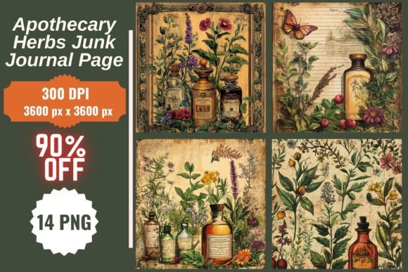 Download Apothecary Herbs Junk Journal Page - Premium Resources