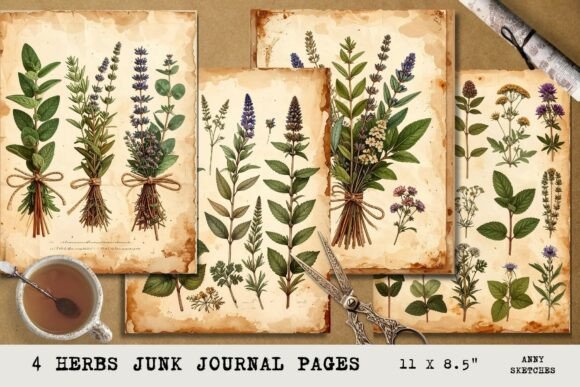 Download Vintage Herbs Junk Journal Pages - Premium Bundle