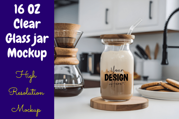 Download 16 OZ Clear Glass Jar Mockup - Premium Resources