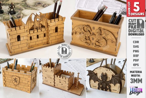 Download Dragon Desk Organizer Laser Cut Bundle - Desk Collection